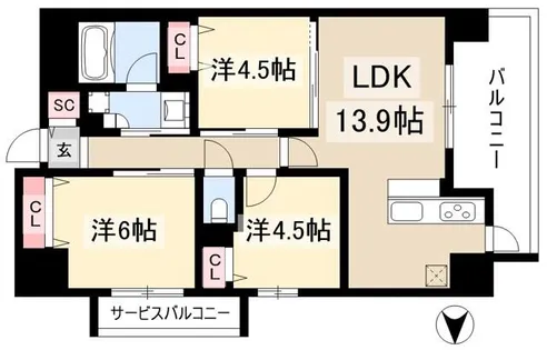 プレサンスロジェ上前津駅前【0901号室】の間取り
