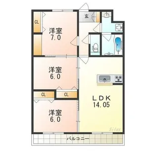 レーヴメゾン羽衣【3階】の間取り