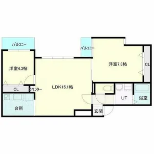 サンライン山鼻【1階】の間取り