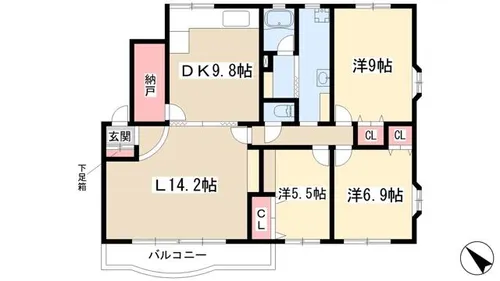 八雲マンションE棟【2階】の間取り