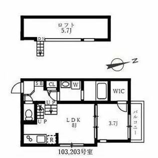 ハーモニーテラス七番町【203号室】の間取り