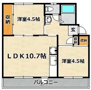 ドミールサニー君影町1号棟【207号室】の間取り