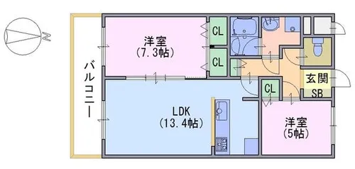 グランフィオーレ向日町【503号室】の間取り