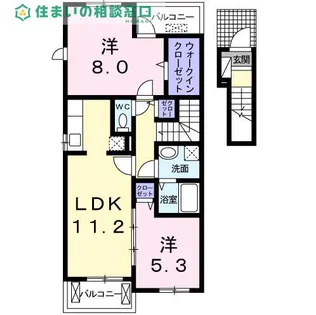 愛知県岡崎市坂左右町字堤下【アパート】の間取り