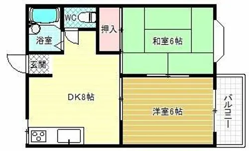 上野ハイツAB棟【2階】の間取り