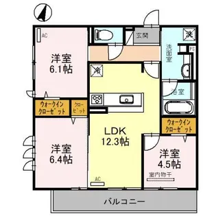 エトワール大山崎【307号室】の間取り