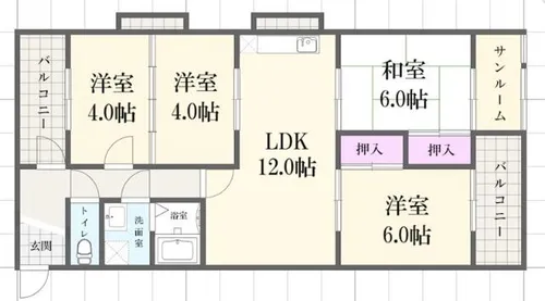 メゾンやすむろⅡ【4階】の間取り