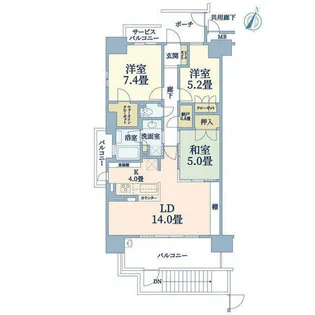 ローレルコート桃山台 THE HOUSE【1階】の間取り