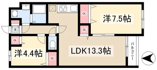 グレイス東茶屋【1階】の間取り