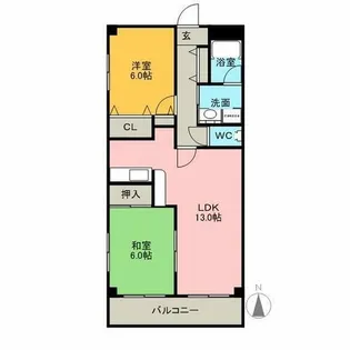 カルム植田【4階】の間取り