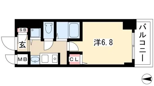 ライジングコート名古屋駅前東【0304号室】の間取り