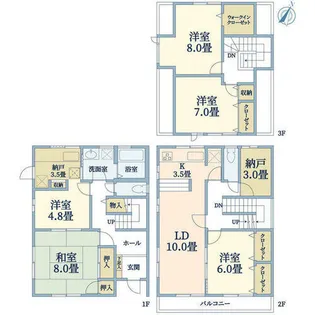 兵庫県神戸市東灘区田中町3丁目【一戸建】の間取り
