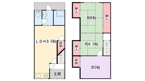 大阪府寝屋川市錦町【テラスハウス】の間取り