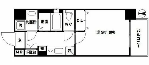 ジアコスモ難波南【3階】の間取り
