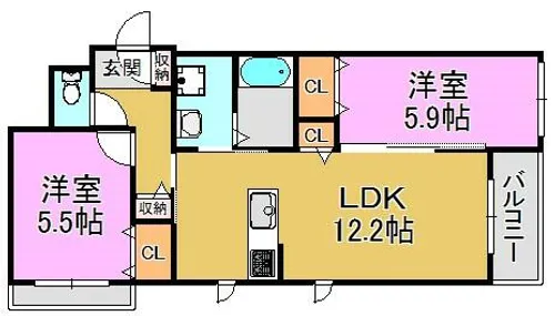 シャーメゾン森河内西【1階】の間取り