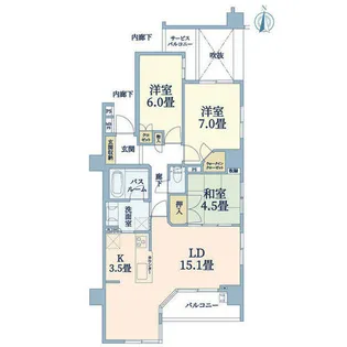 ライオンズ御所南ロイヤルグレイド【4階】の間取り