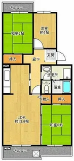 鹿の子台北ハイツ【13-104号室】の間取り