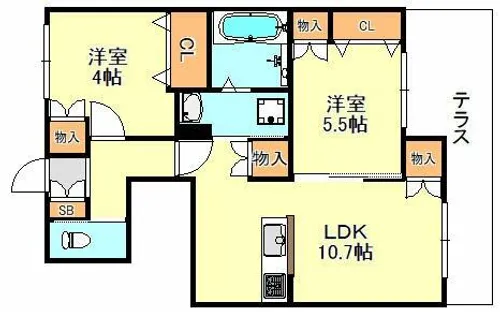 ルポンドペルル【102号室】の間取り