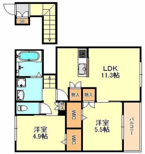 ルポンドペルル【201号室】の間取り