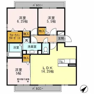 ル・クプル B棟【2階】の間取り