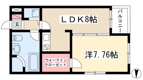 レインボーピア原【5階】の間取り