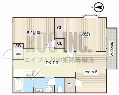 網干区坂上アパート1【103号室】の間取り