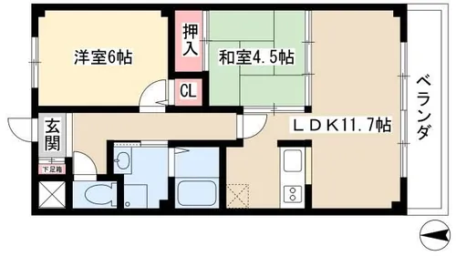 グランドヒルズ南脇1番館【4階】の間取り