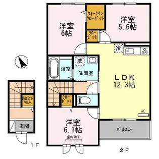 サンブランシュファミーユ A棟【2階】の間取り