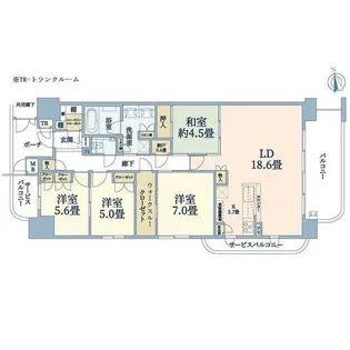 なんばセントラルプラザ リバーガーデン【22階】の間取り