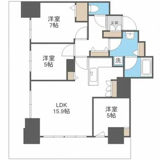 ザ・タワーズフロンティア札幌【5階】の間取り