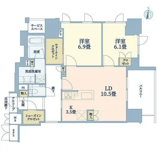 ジオタワー堺筋本町【23階】の間取り