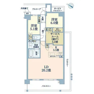 ジオ桃山台レジデンス【3階】の間取り