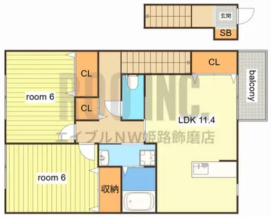 グランドゥール飾東【201号室】の間取り