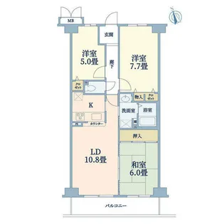 サンマンションアトレ大津堅田【1階】の間取り