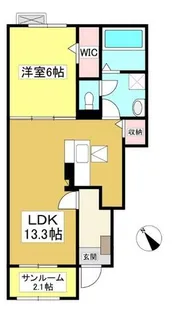 ラ・フォンターナ【1階】の間取り