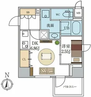 シーズンフラッツ新町【4階】の間取り