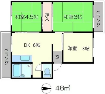花園マンション【3階】の間取り