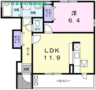 愛知県西尾市平坂町家下【アパート】の間取り