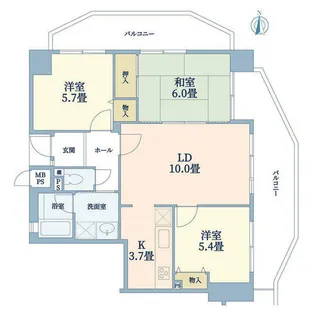 ドムール平野南【13階】の間取り