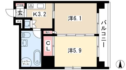 レインボーピア記念橋【0603号室】の間取り