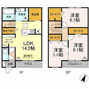 愛知県豊橋市曙町字南松原【テラスハウス】の間取り
