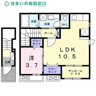愛知県岡崎市野畑町字堀ノ内【アパート】の間取り