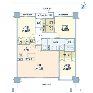 プラネスーペリア西宮仁川C棟【3階】の間取り