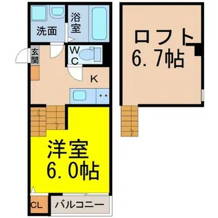 エクスクルーシヴ高畑【2階】の間取り