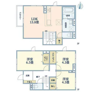 京都府京都市西京区桂南巽町【テラスハウス】の間取り