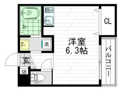 天王寺北Rマンション【1階】の間取り
