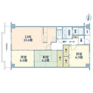 ビューメゾン津高【3階】の間取り