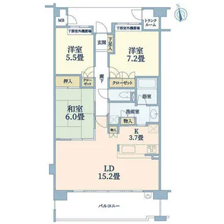 住吉山手コモンズC棟【3階】の間取り