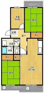 鹿の子台北ハイツ【2-304号室】の間取り
