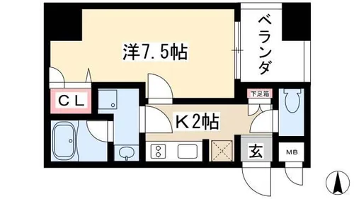 APEX名古屋栄PremierLife【8階】の間取り